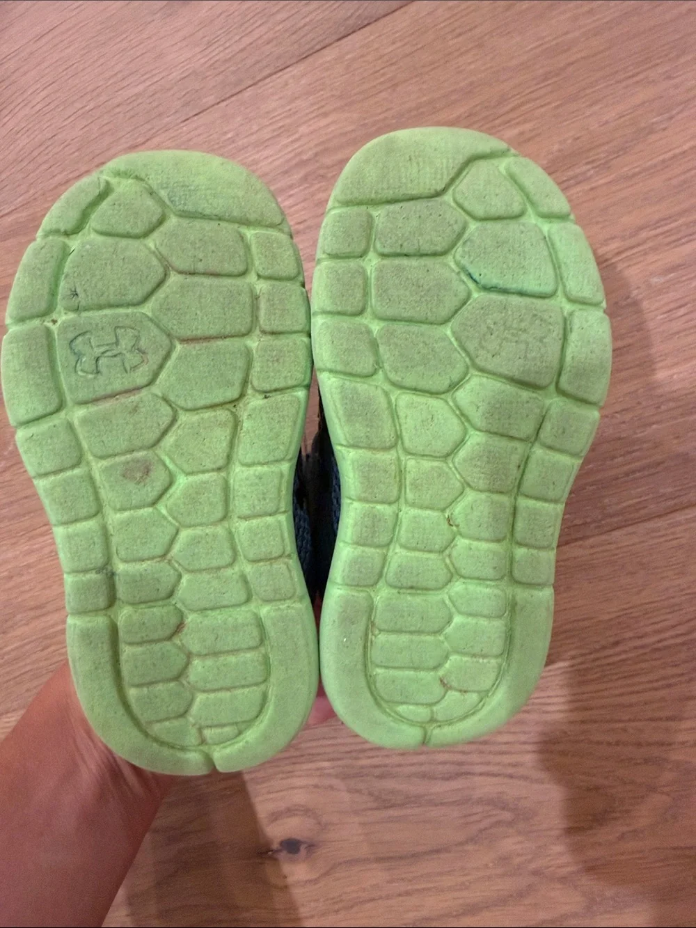 Under Armour Kids Gray and Neon Green Mesh Sneakers